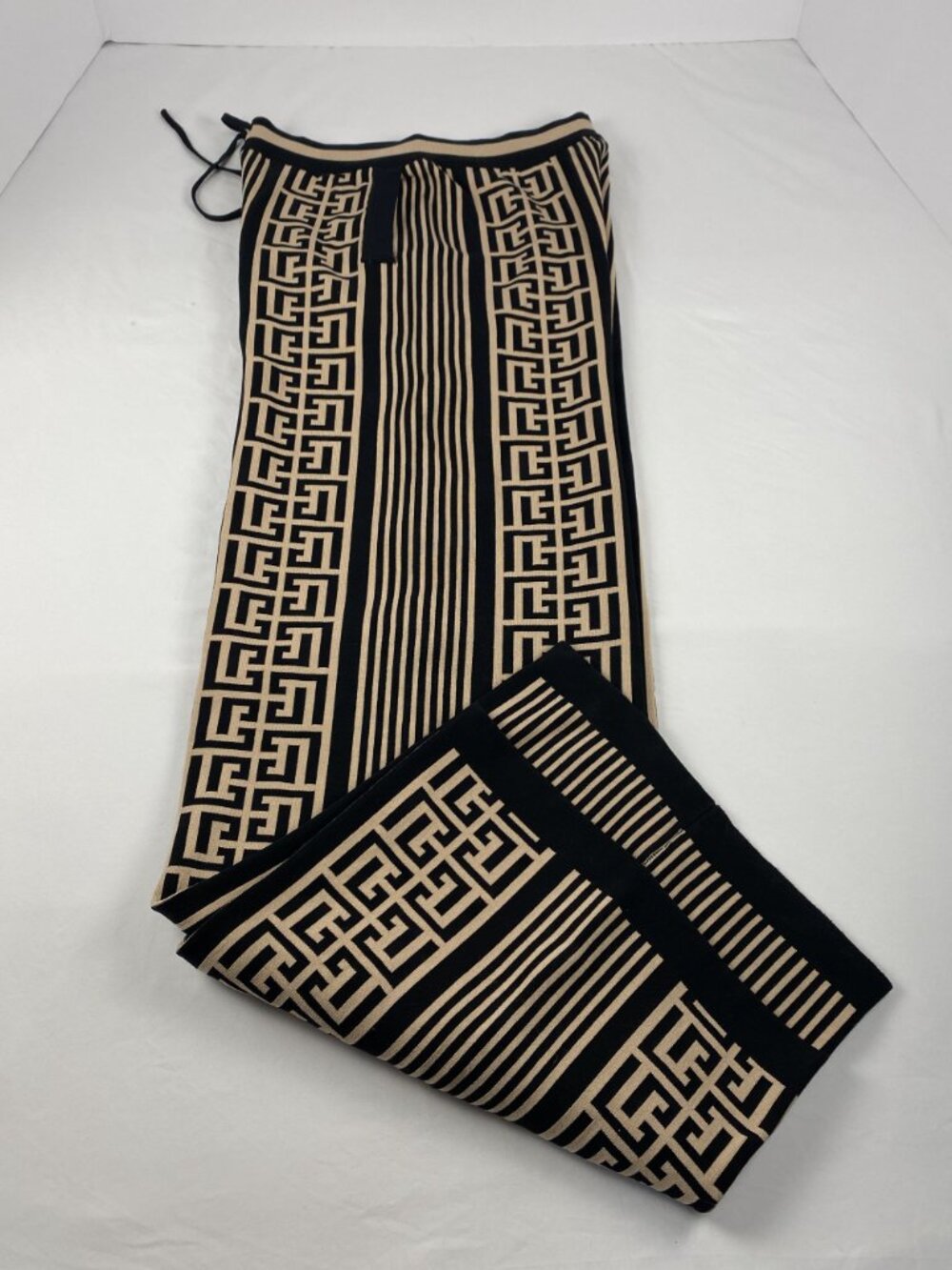 Fashion Nova Womens Black & Beige Geometric Wide-Leg Pants XL Viscose Blend - Picture 3 of 10